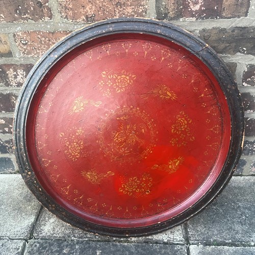 Chinese Wooden Lacquered Circular Tray