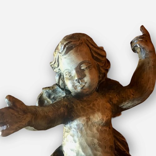 Carved Wooden Putti Angel 
