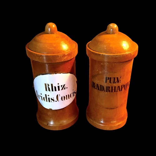 Wooden Apothecary Jars 19Th Century 