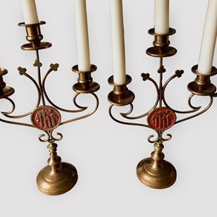 Religious Candelabra Pair