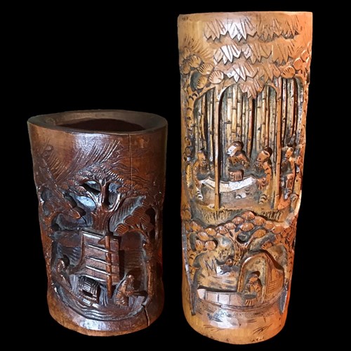Chinese Bamboo Carved Brush Pots