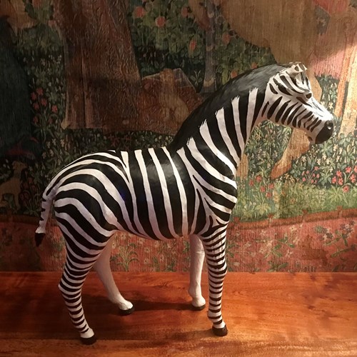 Hand Painted Leather Zebra
