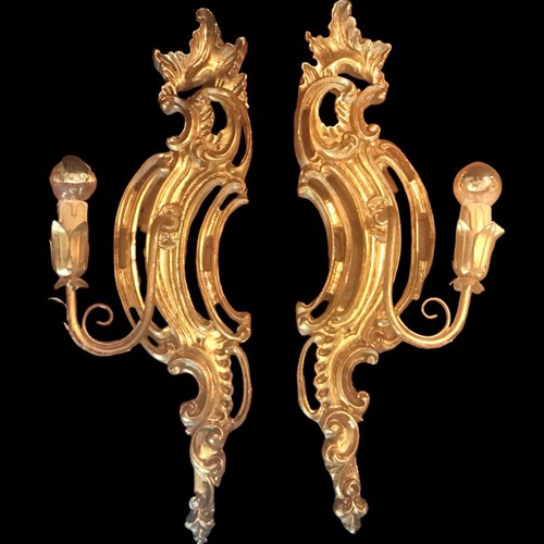 Gilt Wooden And Toleware Wall Sconces