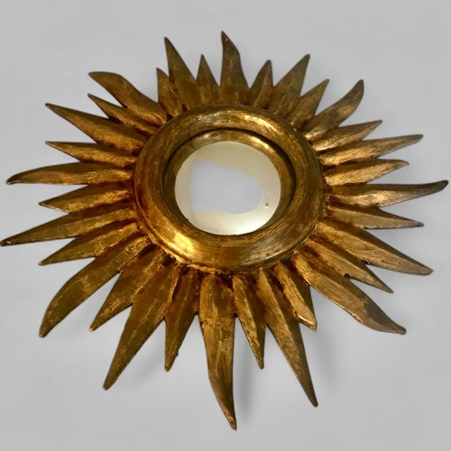 Giltwooden Convex Sunburst Mirror