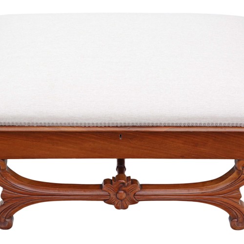 Large walnut Victorian X frame stool