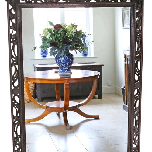 Antique 19Th Century Large Carved Oak Full Height Wall Floor Mirror - Fine Quali