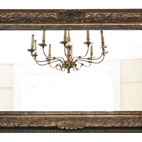 19th Century large gilt overmantle wall mirror