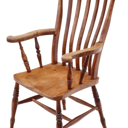 Victorian elm and beech Grandad Windsor chair