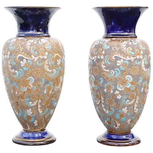 Antique pair of Royal Doulton Slater vases