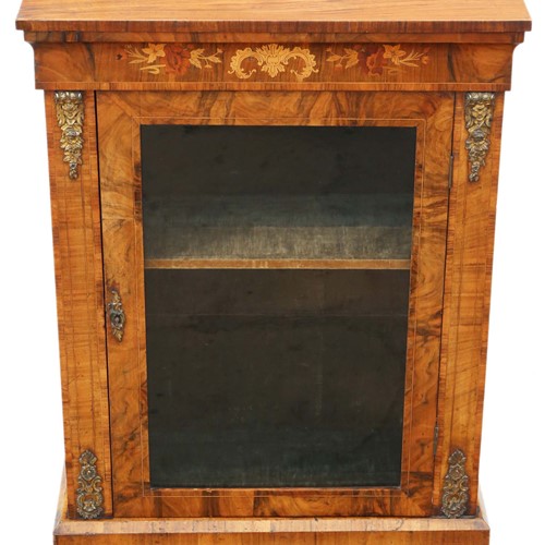 Antique Burr Walnut Pier Display Cabinet