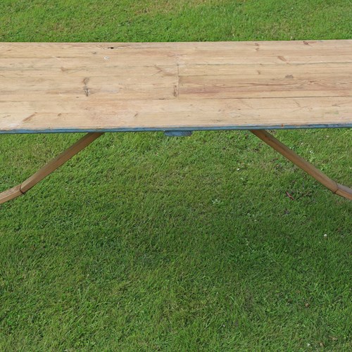 Antique Vintage Trestle 6' Kitchen Refectory Garden Dining Table