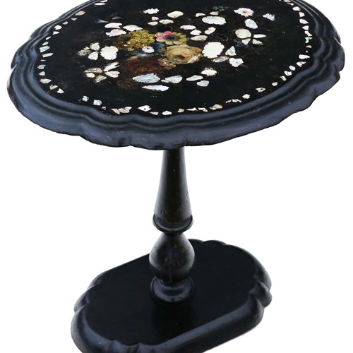 Antique 19Th Century Supper Table Black Lacquer