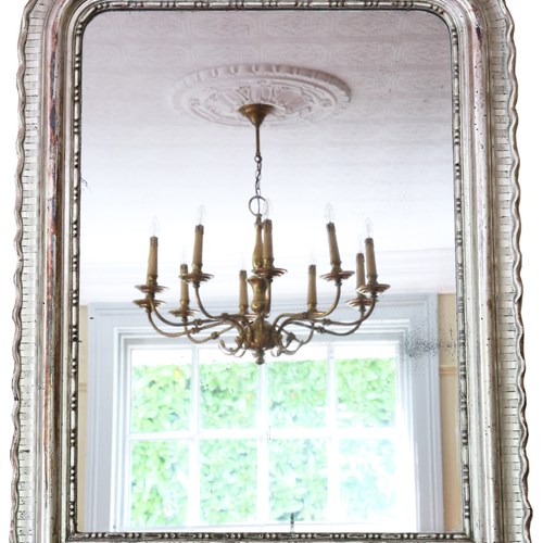 Antique Fine Quality Large Silver Gilt 19Th Century Overmantle Or Wall Mirror