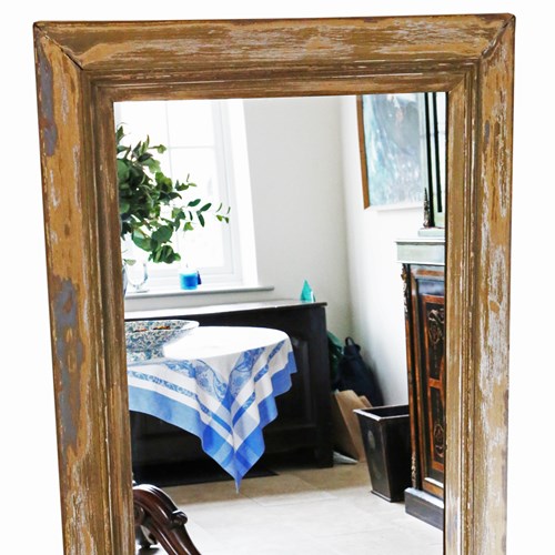 Antique Very Large 19Th Century Distressed Overmantle Wall Mirror