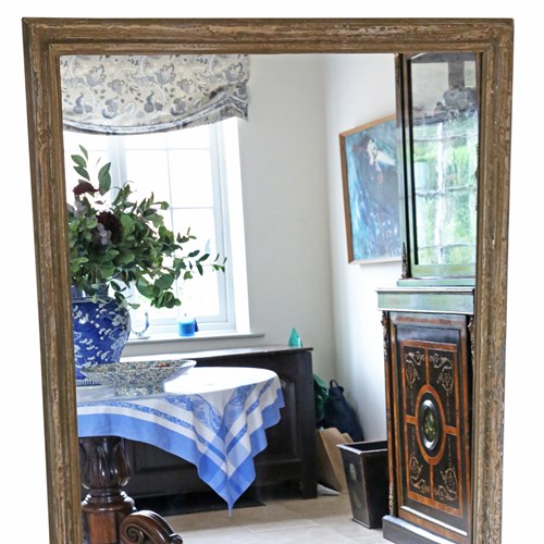  Antique Very Large Distressed Overmantle Wall Mirror 19Th Century
