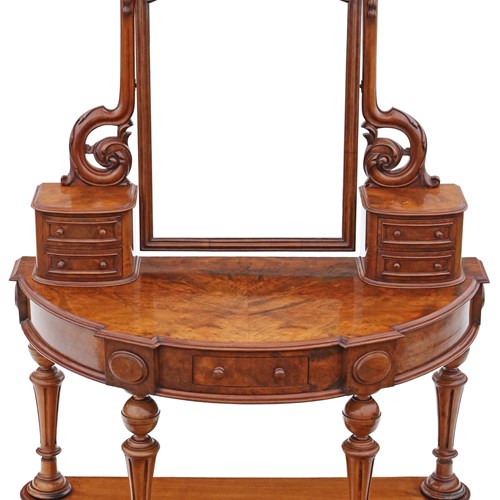 Antique Fine Quality Victorian 19Th Century Burr Walnut Dutchess Dressing Table