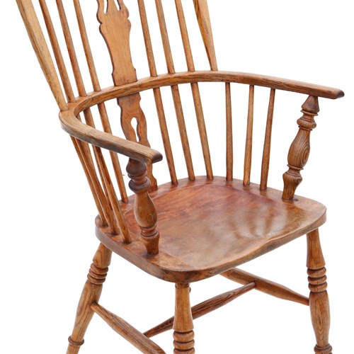 Antique Quality Ash And Elm Windsor Dining Chair Armchair 19Th Century