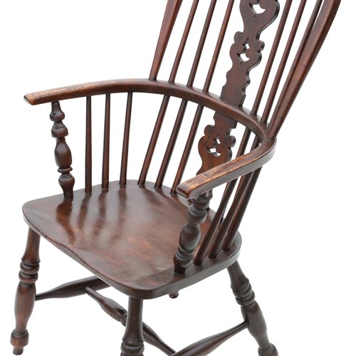 Antique Quality Ash And Elm Windsor Chair Dining Armchair 19Th Century