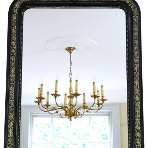  Antique Large 19Th Century Quality Ebonised And Gilt Overmantle Wall Mirror