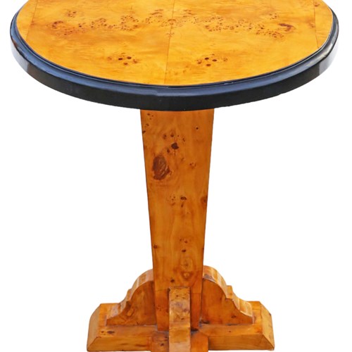 Vintage Late 20Th Century Burr Yew Pedestal Lamp Or Side Table