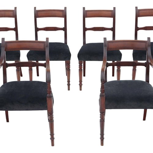 Antique Fine Quality Set Of 6 (4 Plus 2) Georgian C1810 Mahogany Dining Chairs