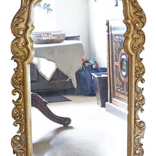 Antique Large C1915 Gilt Wood Floor Overmantle Wall Mirror - High-Quality Piece