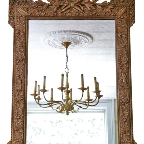 Antique Large C1900 Gilt Overmantle Wall Mirror Quality Ornate Design