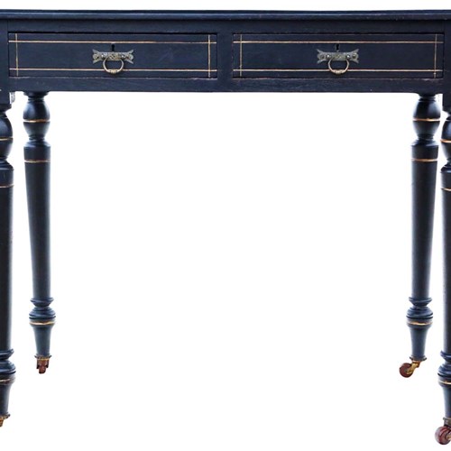 Antique Fine Quality 19Th Century Ebonised Writing Dressing Table Desk