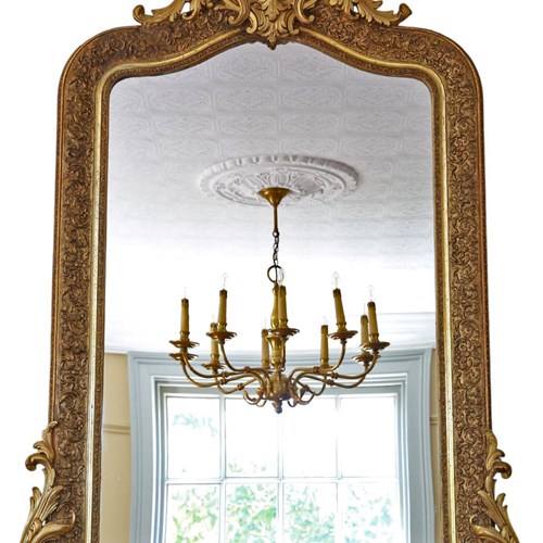 Large 19Th Century Antique Gilt Overmantle Wall Mirror – Gold Vintage Statement 
