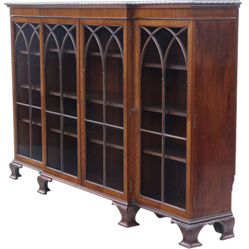 Antique C1910 Fine Quality Mahogany Glazed Bookcase – Adjustable Display Shelves