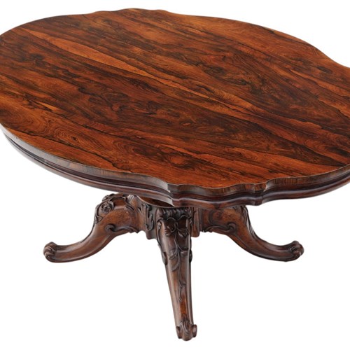 Antique 19Th Century Victorian Rosewood Serpentine Loo / Breakfast Dining Table 