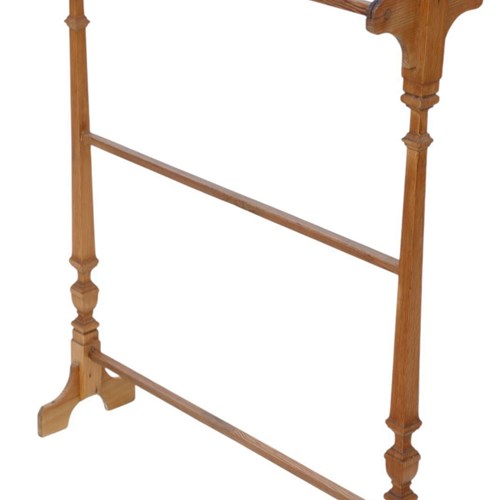 Antique C.1900 Pine Towel Rail Stand – Traditional Wooden Furniture