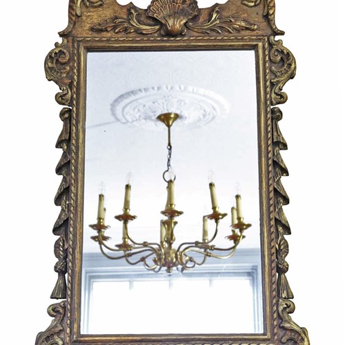 Antique 19Th Century Decorative Gilt Overmantle Wall Mirror