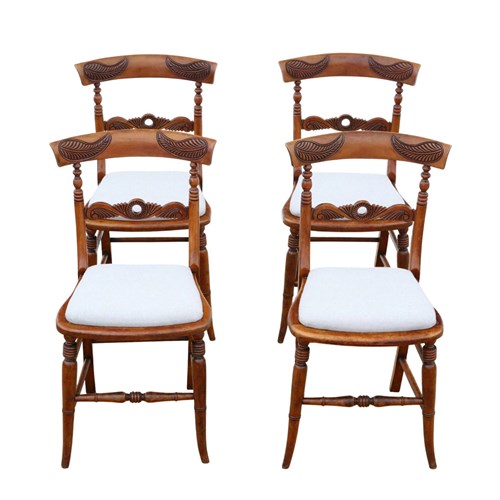 Antique 19Th Century Beech Dining Chairs – Set Of 4, Fine Quality