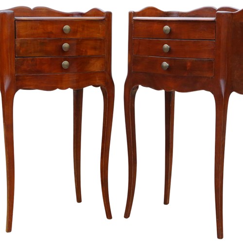 Vintage Retro Pair Of Walnut And Chestnut Bedside Tables – Warm Colour