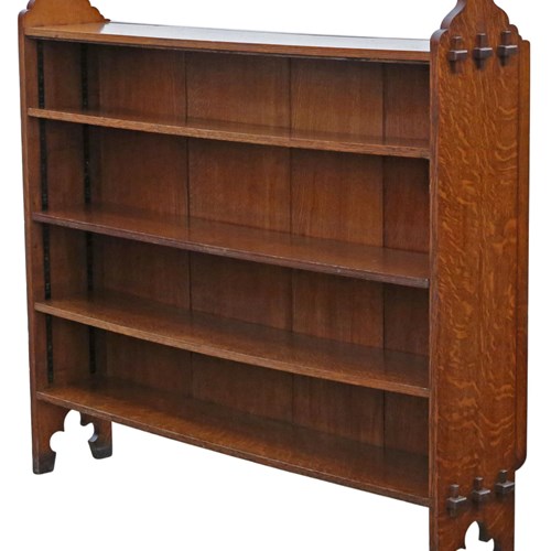 Antique 19Th Century Victorian Gothic Arts & Crafts Adjustable Bookcase