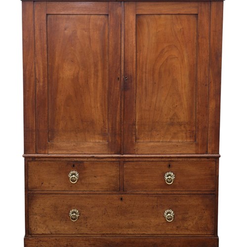 Antique C.1800 Georgian Mahogany Linen Press Wardrobe Cupboard Chest 