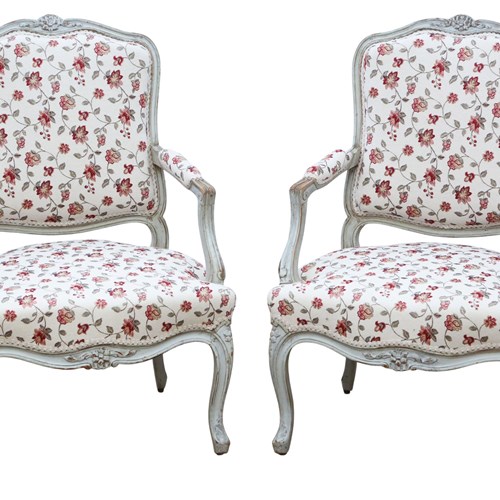 Antique C.1900 French Pair Of Painted Armchairs – Quality Period Seating