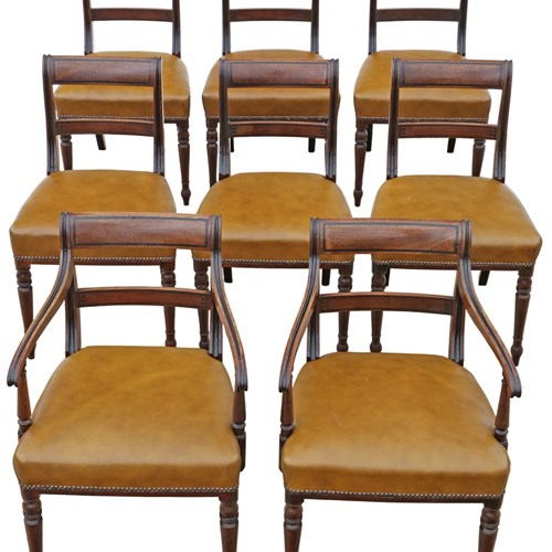 Antique Early 19Th Century Fine Quality Set Of 8 (6 + 2) Georgian Dining Chairs