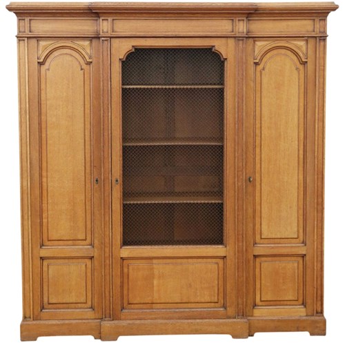 Antique C.1920 Large Light Oak Housekeeper’S Display Shelves Bookcase Cupboard