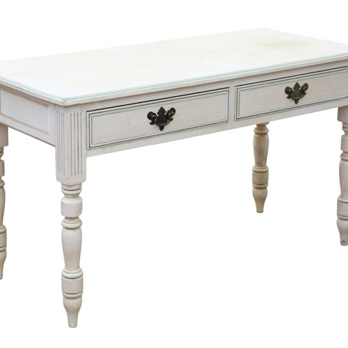 Antique C.1925 Painted Writing / Kitchen Table With Drawers – Quality