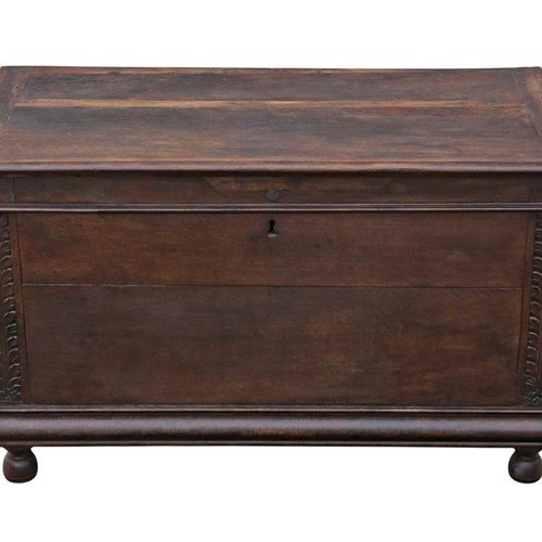  Antique Large 18Th Century European Oak Coffer / Mule Chest – Fine Quality