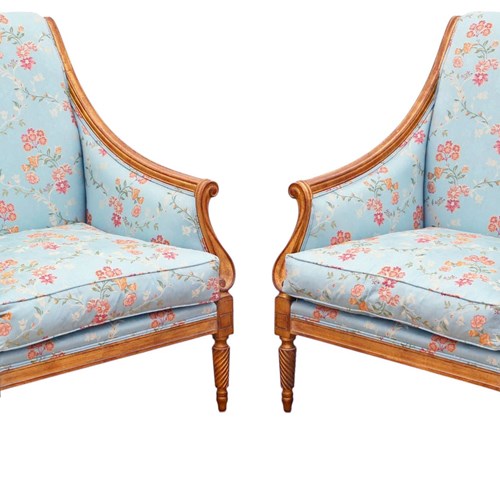 Antique Revival Pair Of Gilt And Chinoiserie Armchairs Quality R. Griffiths Ltd 