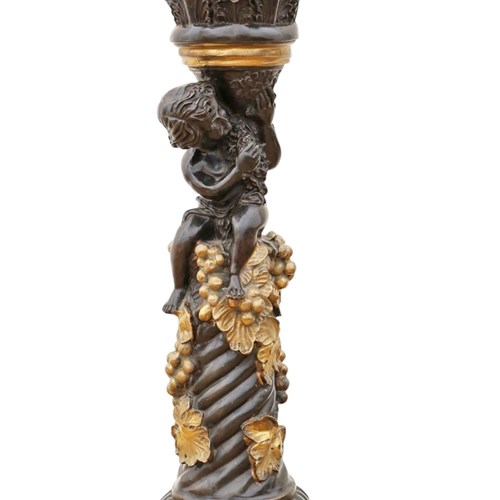 Antique Large Quality Metal Bronze Pedestal Plinth Jardiniere Torchiere