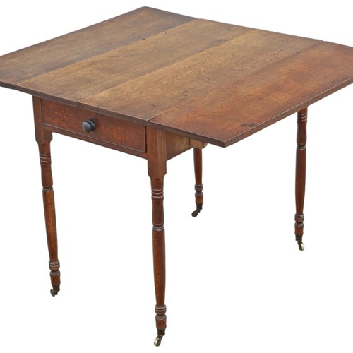 Antique Georgian C.1800 Oak Drop-Leaf Pembroke Kitchen Dining Table