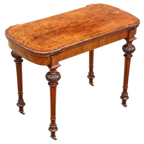 Antique C.1880 Victorian Mahogany & Burr Walnut Card Table – Fine Quality 19Th C