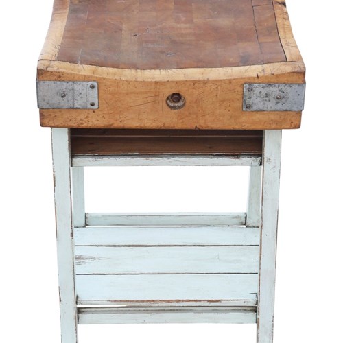 Vintage C.1950 Butcher’S Block On Stand – Quality Kitchen Side Table