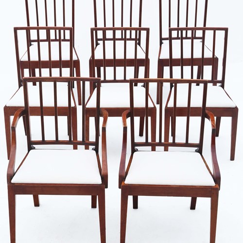 Antique Fine Quality Set Of 8 (6 Plus 2) Mahogany Dining Chairs C1820