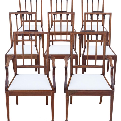 Antique set of 8 (6+2) Mahogany Dining Chairs