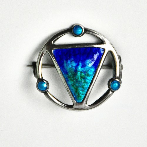 Antique Silver And Enamel Art Nouveau Brooch By James Fenton 1908